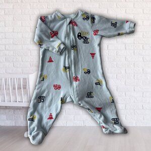 Tuffy Light Blue Footed Sleeper Pajamas | Construction Trucks | 3M